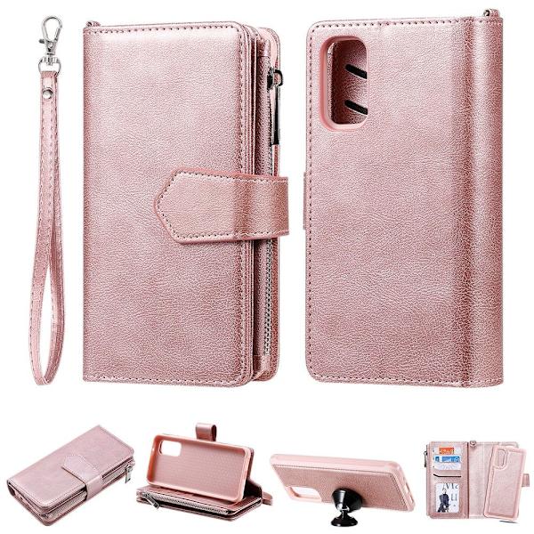 Yhteensopiva Samsung S20:n kanssa - 2in1 Magneettikotelo / Lompakkokotelo - Ruusukulta Ruusukulta Roséguld Roséguld