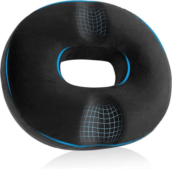 Donut Stolpude Ortopædisk Halebenpude Memory Skum Ergonomisk, 40x45x9cm, Sort