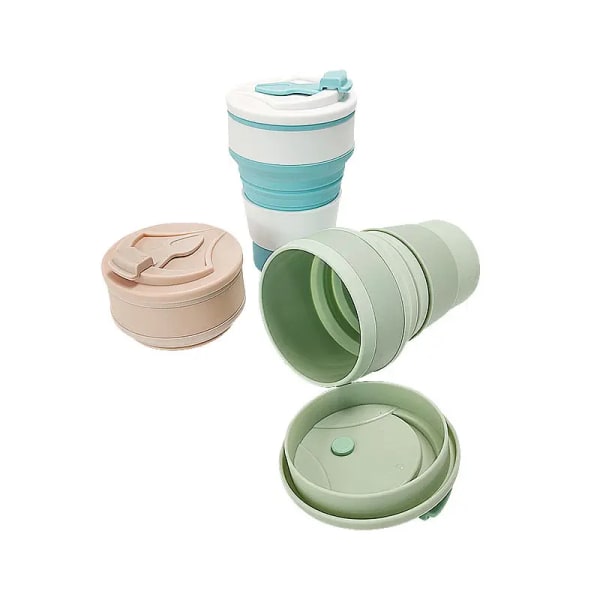 Sport Folding Cup Kaffe Foldable Silicon Bpa Free Collapsible Travel Silicone Cup Light green 500ml