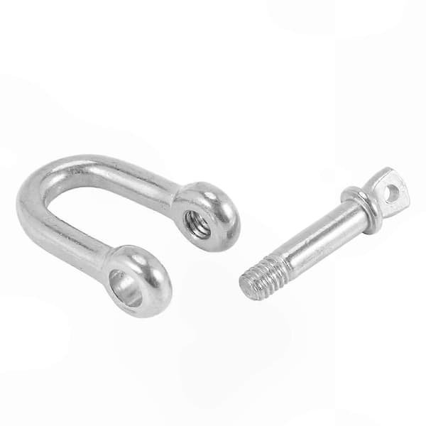 304 Rostfritt Stål Skruvstift D-stil Kätting D-schackel 4mm för Rigging M4 Förpackning med 4 Silver