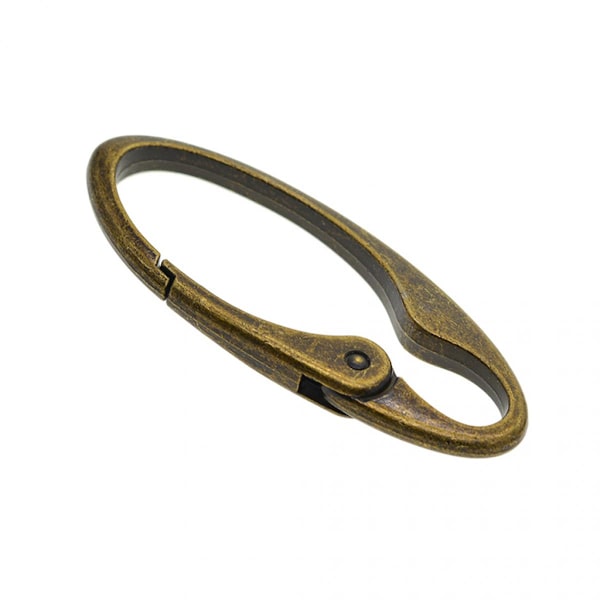 Fjäderkrokar, Vintage Brons Oval Karbinhake Fjäderkarbinhakar Clip DIY Nyckelring - 75x 25 mm