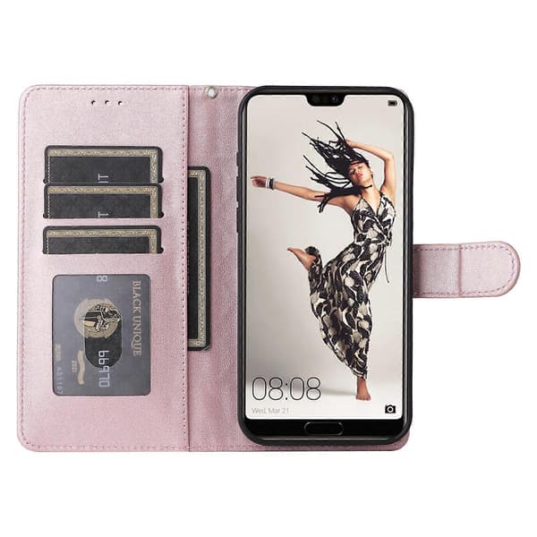 [RM] Läderfodral med flipp för Huawei P20 Pro Rose Gold