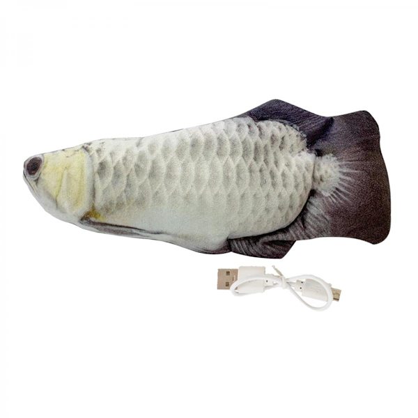 Elektrisk Fisk Leksak Katt Kattunge Viftande Kattmynta Silver Arowana