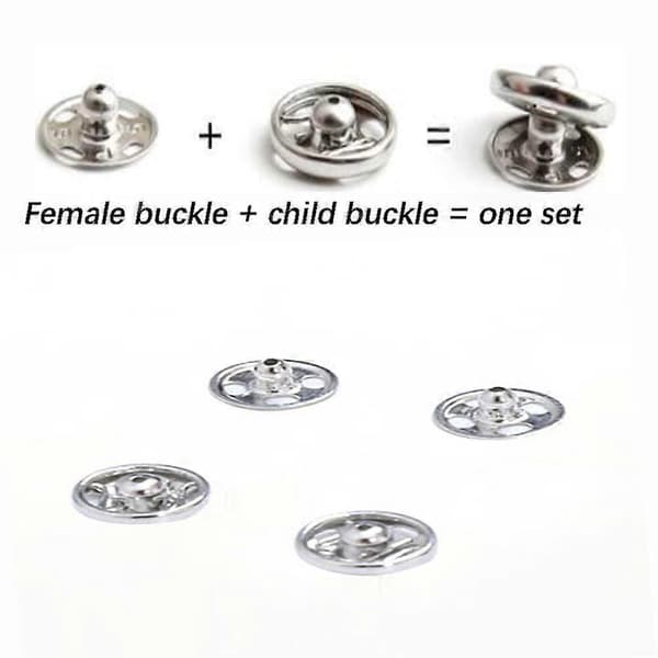 Trykknapper til syning, 6 sæt trykknapper, tryklåse, knapper til tøj, tasker, håndværk, DIY-forsyninger, 15 mm, sølv silver 6 15mm