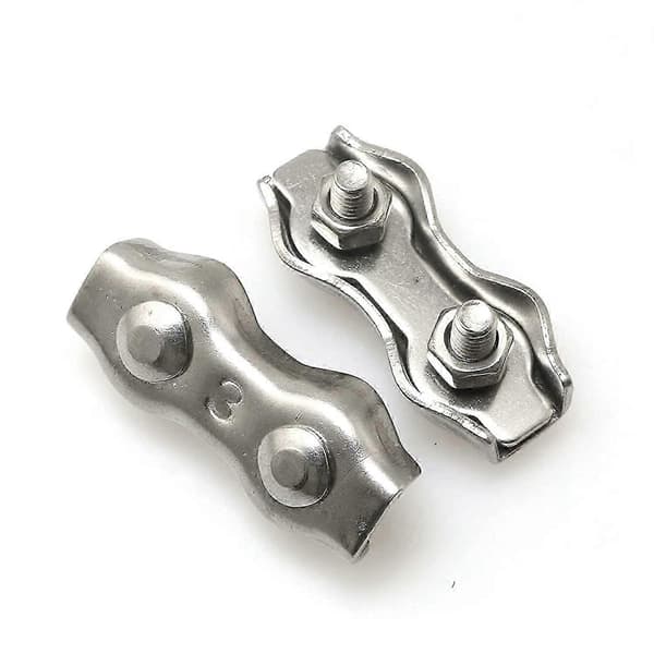 4 stk. rustfrit stål 304 hardware wireklemme Duplex 2-stolpet kabelklemme