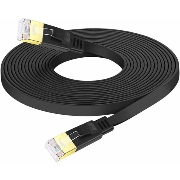 [RM]Cat 7 Flat Ethernet Cable, Flat RJ45 Network LAN Cable 10 Gbps 500MHz Compatible with Router, Switch, TV Box, PC, PS4 (10m)
