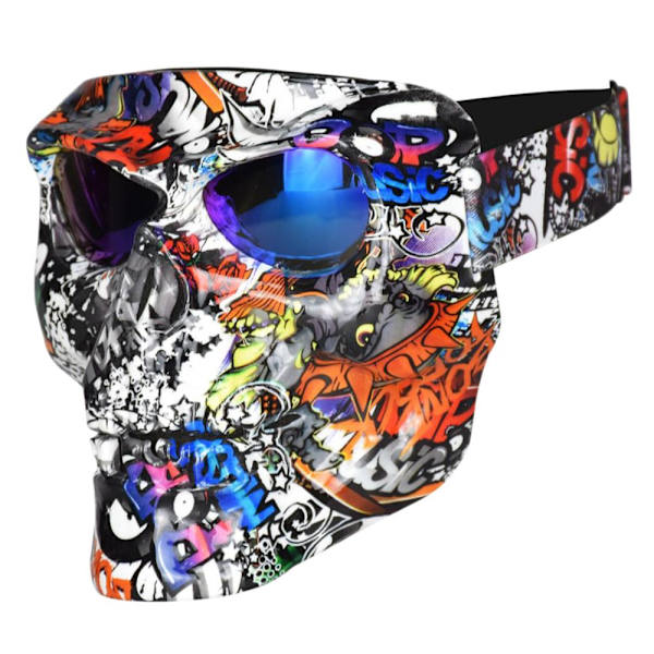 Ny Motorcykel Motocross Dödskalle Mask Goggles Färg + Glasögon Blå