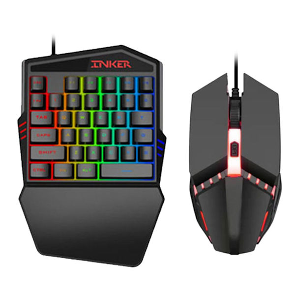 Bakgrundsbelyst enhands Gaming Tangentbord Mus Kylställ Tangentbord + Mus