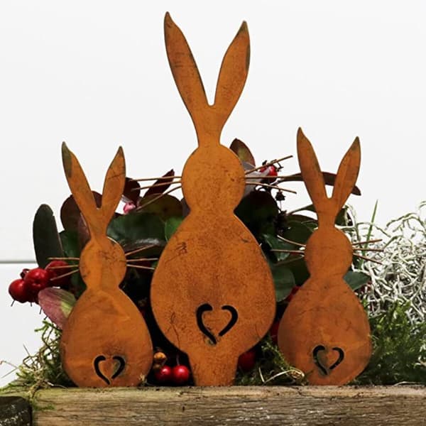 [RM]Easter Iron Rabbit Ornament Lawn Garden Decoration Easter Craft