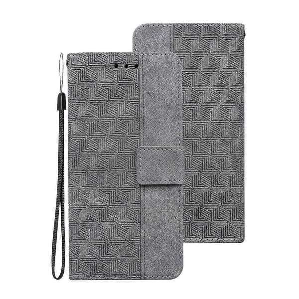 [RM]Motorola Moto G7 Play EU-version geometrisk præget læder-telefonetui Grey