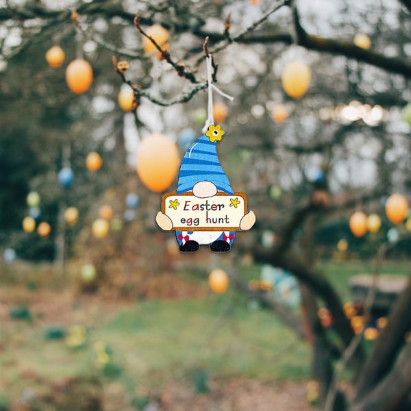 18 st Trähängen Tecknade DIY Flerfärgade Svenska Tomte-prydnader för Påsk
