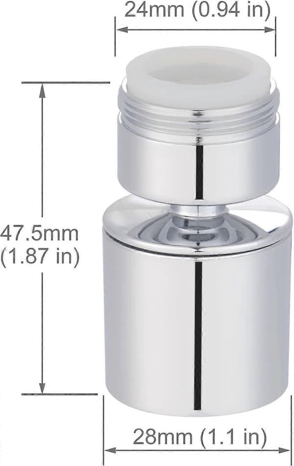 24 mm kjøkkenkranlufter med dobbel funksjon, utvendig gjenge krom (M24)
