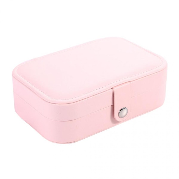 Litet Rese Smyckeskrin 3 Lager Smyckeskrin Organizer PU Förvaringsfodral Rosa
