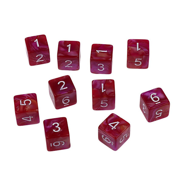 10 st 6-sidiga tärningar d6 polyedriska tärningar för bordsspel dungeons and dragons röd lila