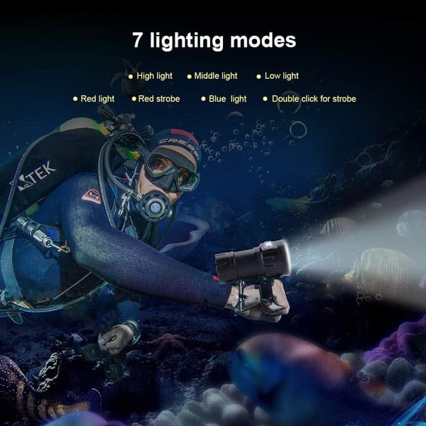 [RM]Diving Flashlight 18000 Lumens IPX8 Dive Light 500M Underwater