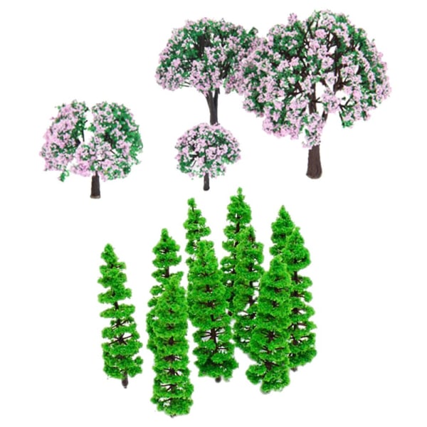 Lot 14st Miniatyrmodellträd för layoutdekoration Landskapsmodelljärnväg