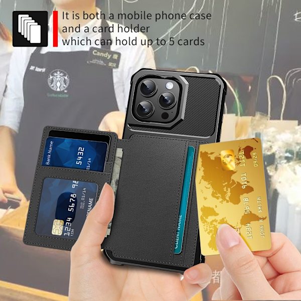 [RM]iPhone 16 Pro Max Case With Card Holder Black 89