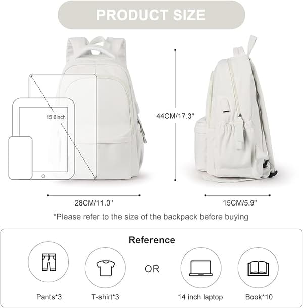 [RM]New Laptop Backpack, Waterproof Laptop Backpack with 18 Inch USB Charging School Bag White