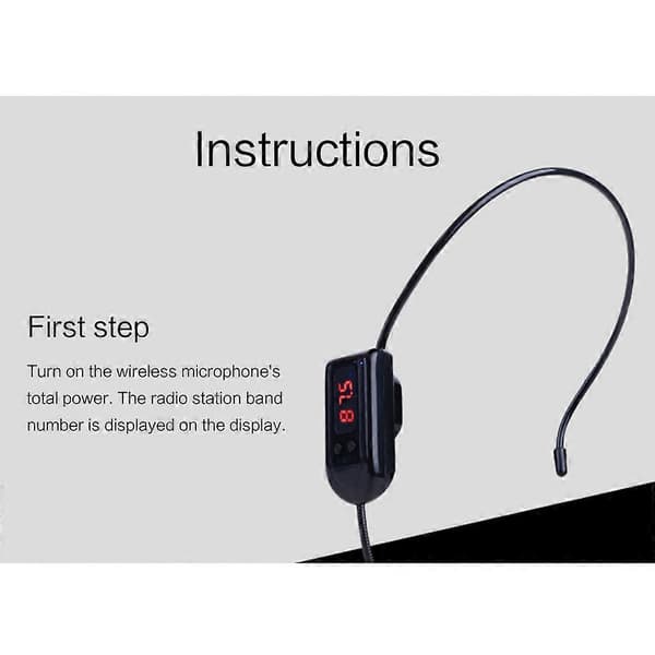 Sort bærbar FM trådløs mikrofon headset radio megafon til rejseguide undervisning møder foredrag tilbehør Black