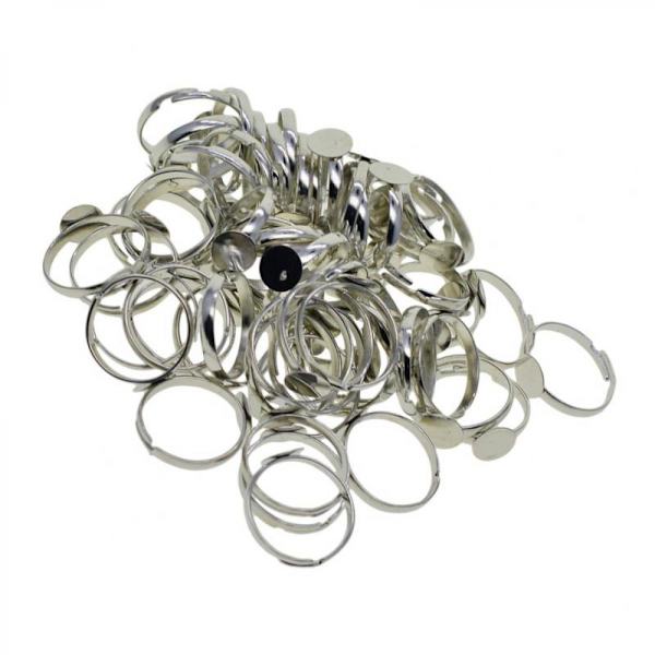 100 st Justerbara Ringhållare Justerbar Fingerringbricka för Cabochonbricka: 8mm
