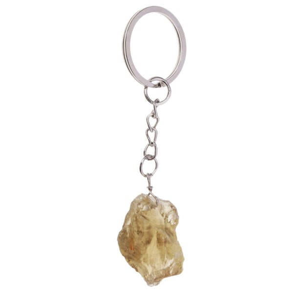 Naturlig rå kristall nyckelring handväska hänge gul nyckelring
