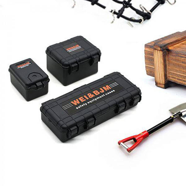1/10 RC Bil Crawler Dekoration Tillbehör Verktyg Väska Låda Grävmaskin Svart
