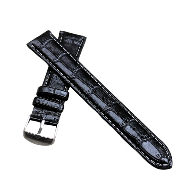 16mm Krokodilpräglat Läderarmband Svart