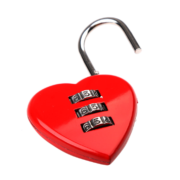 Rött hjärta form legering kombinationskod hänglås för bagage resväska resor smyckeskrin