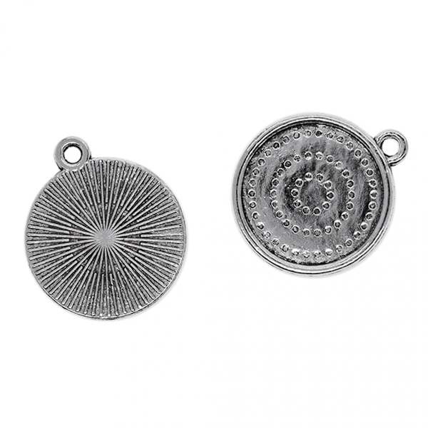 50st Tomma Runda Hängsmycke Cabochon Basbrickor DIY Smyckestillverkning 16mm Silver