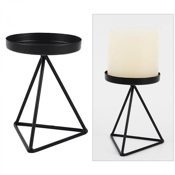 Geometrisk ljusstake i järn, ljusstake, badrumsinredning, svart S