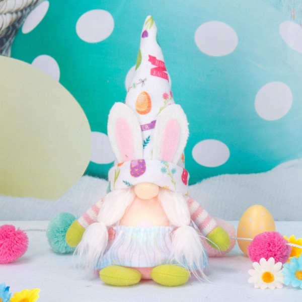 Påskdag Ljusslinga Docka Hänge Hem Högtid Dvärgprydnad Docka Högtidsprydnad Påskdocka Ornament Högtidsfönsterdekoration Tomte White