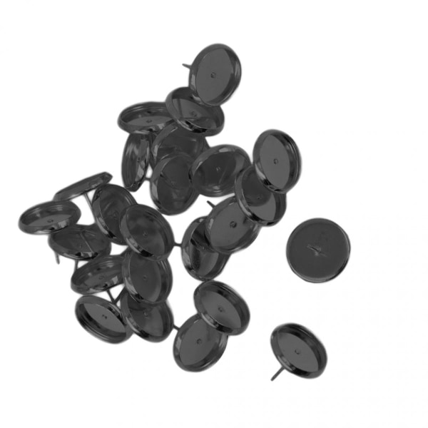 48 st anti-allergiska och hållbara kopparörhängen och blank rund bricka för DIY smycken - svart + silver