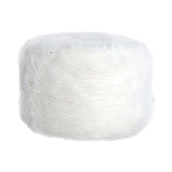 Mjuk vadderad rund puff som täcker en liten vit stol - 33 cm