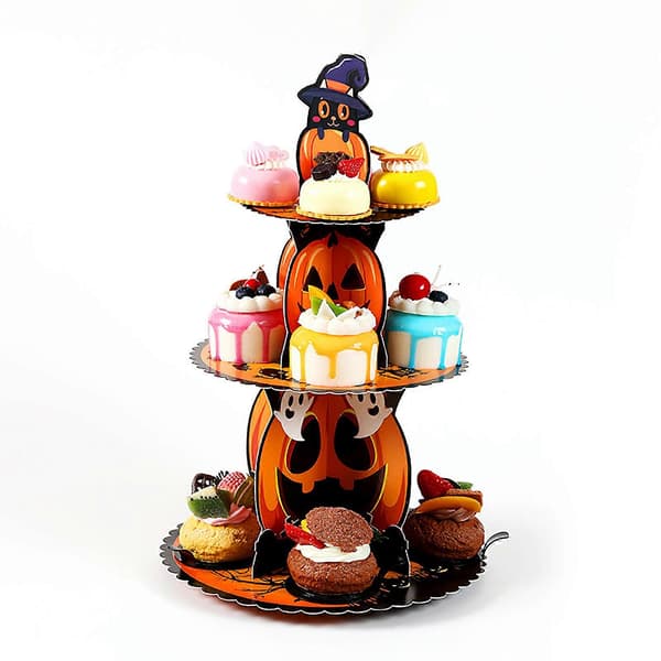 [RM] Elegant kageopsats i flere lag, elegant kageopsats i flere lag til Halloween-bageentusiaster pumpkin cake stand