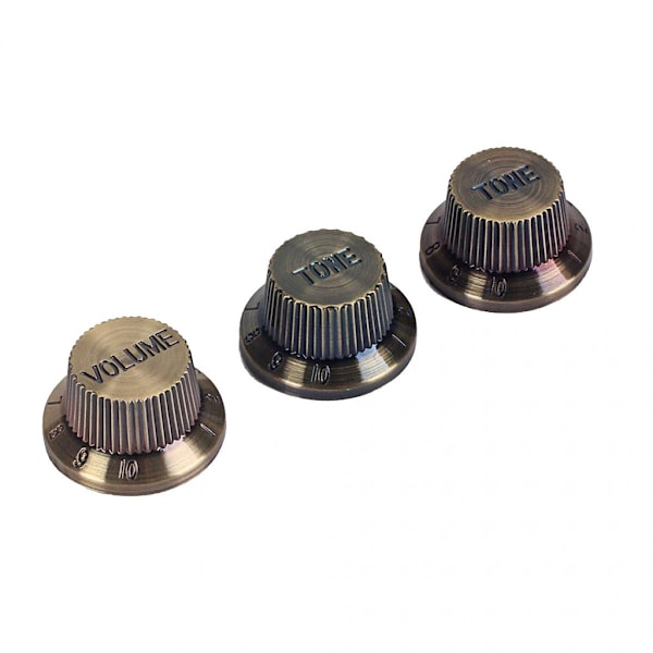 Set med 2 Plast Klockformade Gitarrtoppvred för 6mm Spårade Vred, Brons