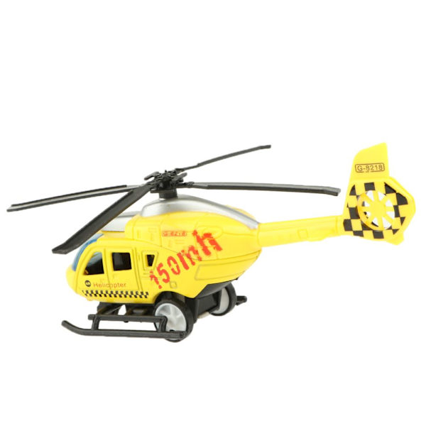 1:43 Skala Helikopter Diecast Modell Leksak Dra Tillbaka Leksak för Barn Pojkar Gul