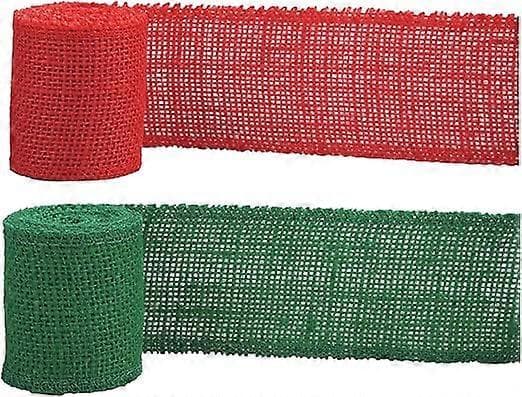 2 ruller juleburlap silkebånd, Heisen burlap jutestof