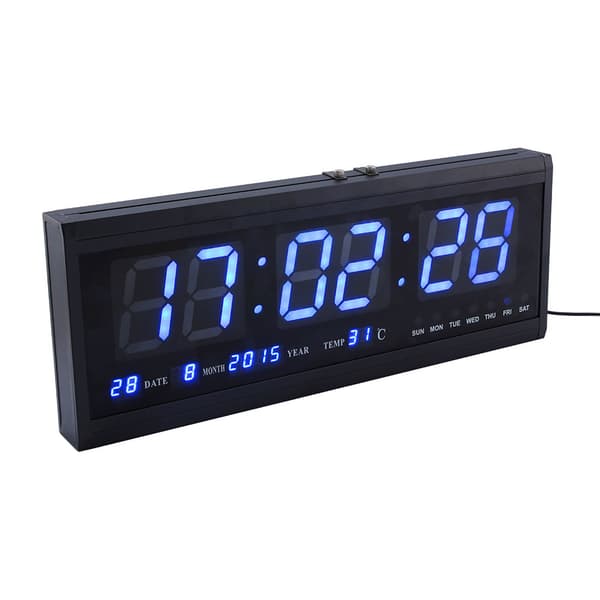[RM]Large Modern LED Digital Wall Clock Date Temperature 24 Or 12 Hour Office