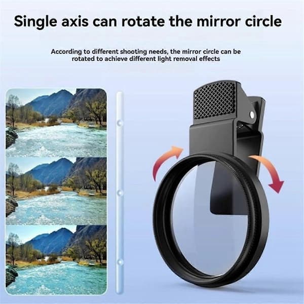 [RM]52mm Mobile Phone Photography Polarizing Filter with Clip CPL Polarizing Filter to Remove Reflections
