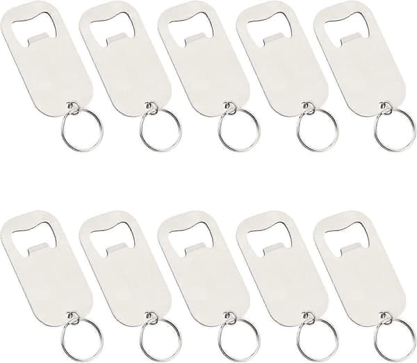 10 stk. Mini ølflaskeåbner nøglering, ølåbner nøglering, flaskeåbner, 7*3,8 cm, sølv, rustfrit stålmateriale