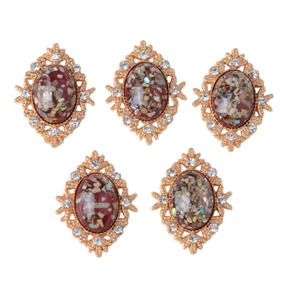 5 Legering Oval Cabochon Akryl Kristallknappar för Smyckestillverkning i Vitt