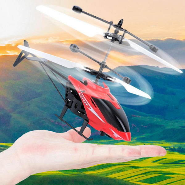 Mini Flygande RC Induktionsflygplan USB Handkontroll Drönare Födelsedagspresenter Röd