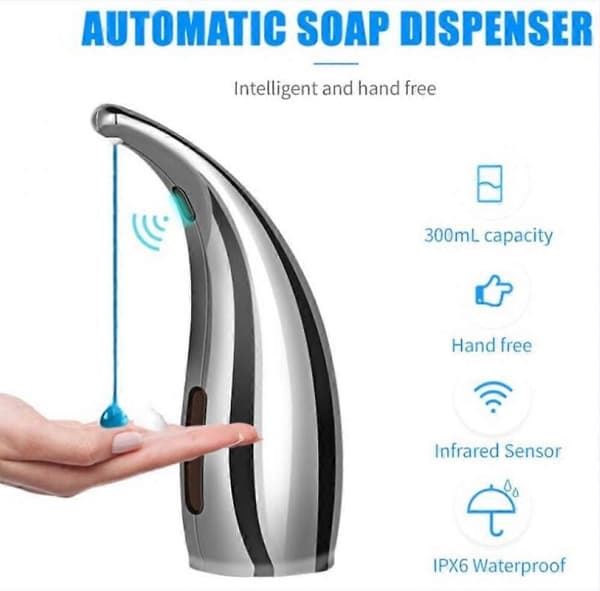 300 ml automatisk badeværelsessæbedispenser infrarød berøringsfri sæbedispenser【Sølv】