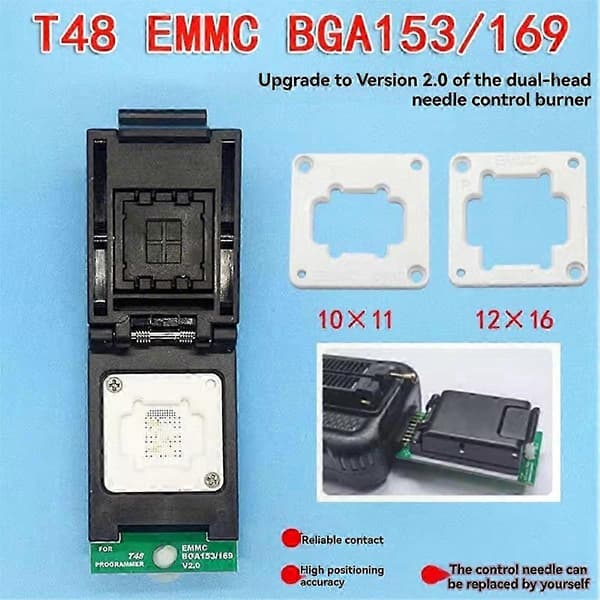 EMMC-adapter til T48-programmør kompatibel med BGA153/BGA169-chips