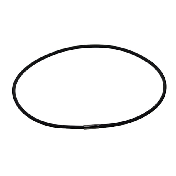 Svart gummihalsband med repkedja och kopparspänne smyckesdetaljer 50cm