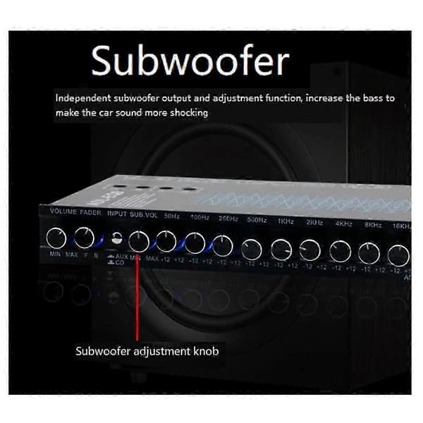 9-bands equalizer högpresterande 9 utjämningsband 12V DC för båt husbil bil metall med CD AUX-ingång