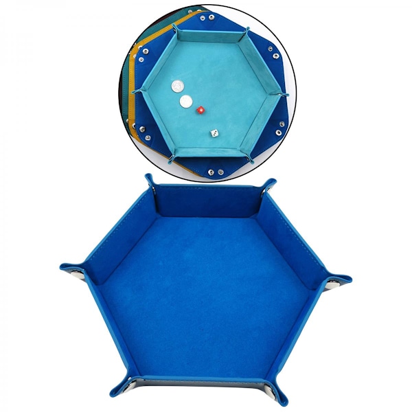 Hexagon Vikbar Tärningsbricka Rullbricka Hållare Tärningsspel Fest Casino Blå