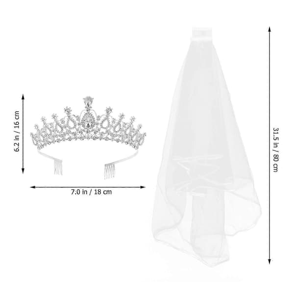 Strass Tiara Krona Slöja kompatibel med Bröllopsbruk 2st med Elegant Design Kam
