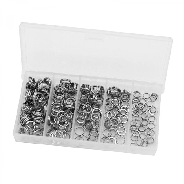 200 Stycken Fiskedubbelringar Rostfritt Stål Dubbel Snap Ring Set, Hög Hållfasthet Tung