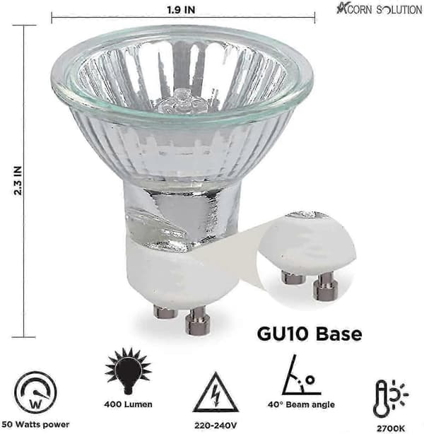 8-pack GU10 halogenlampor - 50W, 700 lumen, 3000K varmvit [MI]